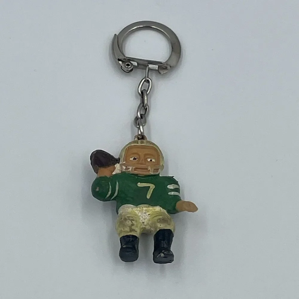 QB Football Player FOB Keychain HONG KONG Green‎ (Packers?) Vintage No. 7